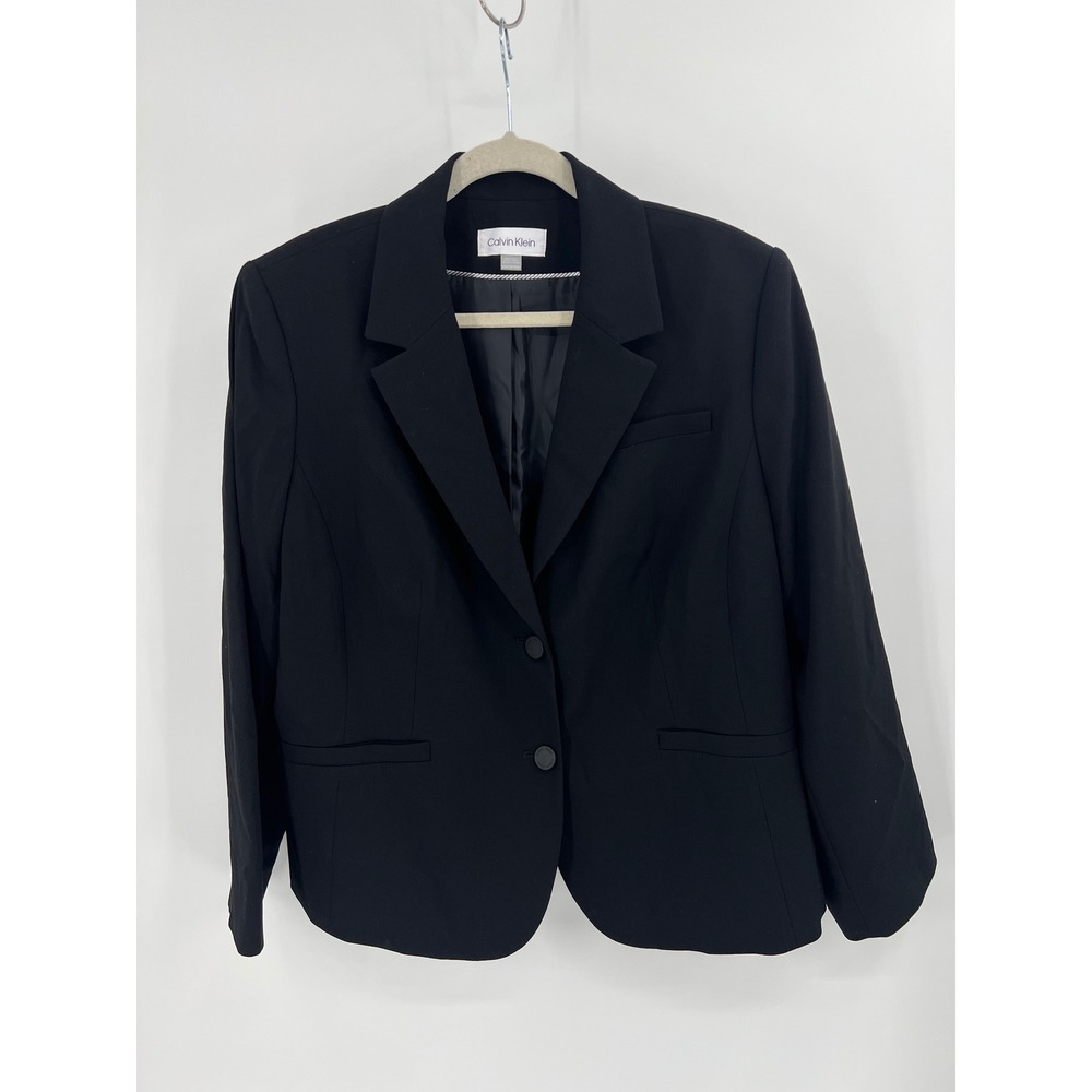 Calvin Klein Womens Black Two Button Blazer Jacket Plus Size 20W Professional